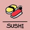 Cute sushi hand-drawn style, vector illustration.