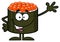 Cute Sushi Roll Cartoon Mascot Character With Caviar Waving