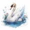 Cute Swan Illustration In Disney Cartoon Style