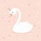 Cute swan unicorn on pink background.