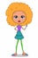 Cute sweet cartoon curly  hair girl characters illustration drawing white  background