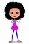 Cute sweet cartoon curly  hair girl characters illustration drawing white  background