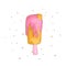 Cute sweet colored ice lolly with pink cartoon decoration. Sweet summer ice lolly dessert. Colored ice cream cartoon