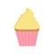 Cute sweet cupcake decorated with vanilla icing