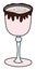 Cute sweet Easter special strawberry dessert pink cocktail mocktail with dark chocolate topping. Doodle cartoon vector