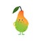 Cute Sweet Pear, Funny Fruit Cartoon Character with Funny Face Vector Illustration