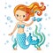 Cute swimming cartoon mermaid.