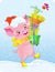 Cute Symbol of Chinese Horoscope - Yellow Earth Pig with Gift B