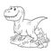 Cute T-Rex colouring page, Tyrannosaurus dinosaur cartoon linear style, Isolated on white background, Vector Illustration.