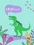 Cute T Rex Dinosaurus for Poster Print, Baby Greetings Illustration, Dino Invitation, Children Dinosaur Store Flyer