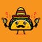 Cute taco cartoon vector design wearing mexico hat