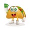 Cute taco mascot holding money