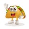 Cute taco mascot waving hand