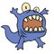 Cute tadpole monster. Vector illustration.