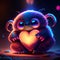 Cute Tarantula hugging heart Cute cartoon monster with heart. 3D rendering. Neon light. AI generated