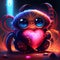 Cute Tarantula hugging heart Cute cartoon monster with heart. Valentine\'s day concept. 3D rendering AI generated