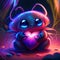 Cute Tarantula hugging heart Illustration of a cute little alien with a heart in his hands AI Generated