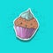 Cute tasty doodle cupcake sticker fashion patch badge