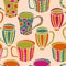 Cute tea cup seamless pattern. Doodle tea time background.