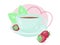 Cute teacup with fresh strawberry and decor.