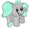 Cute Teal Baby Watercolor Eelephant