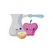 cute teapot with set fruits kawaii style