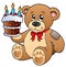 Cute teddy bear with cake