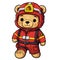 Cute Teddy Bear Firefighter Clipart Illustration AI Generative