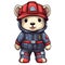 Cute Teddy Bear Firefighter Clipart Illustration AI Generative