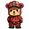 Cute Teddy Bear Firefighter Clipart Illustration AI Generative