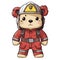 Cute Teddy Bear Firefighter Clipart Illustration AI Generative