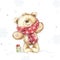 Cute teddy bear with the gift Christmas greeting card. Merry Christmas. New year,