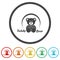 Cute teddy bear logo. Set icons in color circle buttons