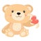 Cute teddy bear in paws heart with wings. A stuffed bear toy as a gift for Valentine's Day. A gift for your loved