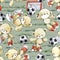 Cute teddy bear play in football watercolor pattern