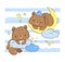 Cute Teddy bear sleeps on the moon print for textiles. Print for pajamas. vector