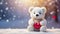 Cute teddy bear toy hearts design fun animal snow creative banner concept adorable