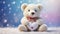 Cute teddy bear toy hearts winter fun animal snow creative banner concept