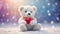 Cute teddy bear toy hearts winter fun animal snow creative banner concept adorable