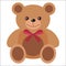 Cute teddy bear toy. Nice funny brown animal toy for kindergarten infant children. Kids education and development objects.