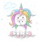 Cute teddy color unicorn. Cool illustration.