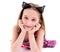 Cute teen girl wearing black cat ears