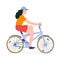 Cute teenage girl riding a bicycle vector illustration.