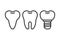 Cute teeth line style vector set with different tooth form