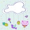 Cute template with modern stickers and cloud.