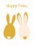 Cute tender bunnies with funny ears for Easter Day. Greeting holiday card in pastel colors.