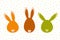 Cute tender bunnies with funny ears for Easter Day. Greeting holiday card in pastel colors.