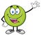 Cute Tennis Ball Cartoon Character Waving