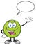 Cute Tennis Ball Cartoon Character Waving With Speech Bubble