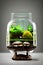 Cute Terrarium with a Little Mushroom Created with Generative AI Technology